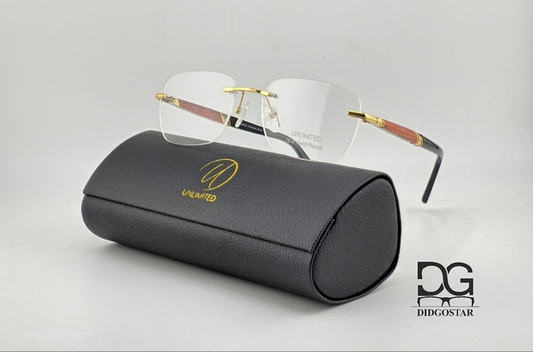 عینک طبی فریملس برند Unlimited Eyewear با روکش طلا ۱۸ عیار