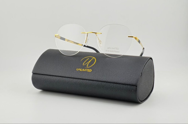 عینک طبی فریملس برند Unlimited Eyewear با روکش طلا ۱۸ عیار
