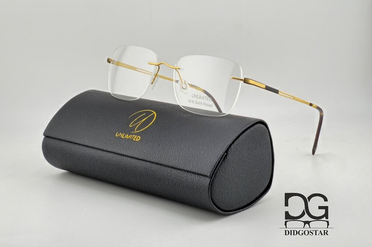 عینک طبی فریملس برند Unlimited Eyewear با روکش طلا ۱۸ عیار
